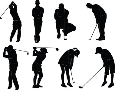 Set golf oyuncuları silueti
