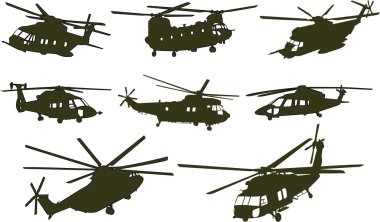 Set of military transport helicopter clipart