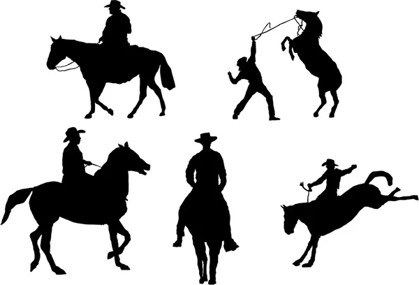 Sziluettjét cowboy csoportja — Stock Vector