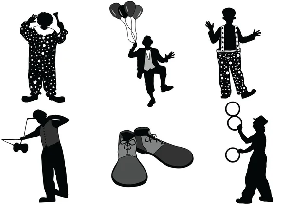 Set von Clown-Silhouette — Stockvektor