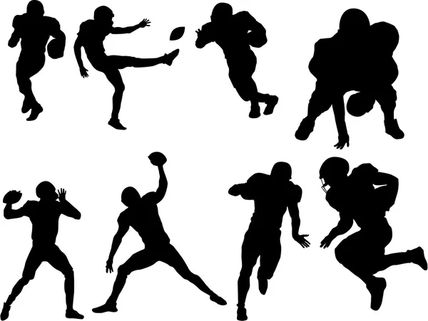 Set of football player silhouettes — Stock Vector