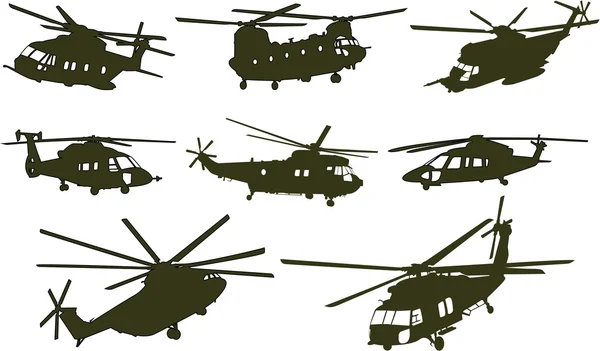 Conjunto de helicóptero de transporte militar — Vector de stock