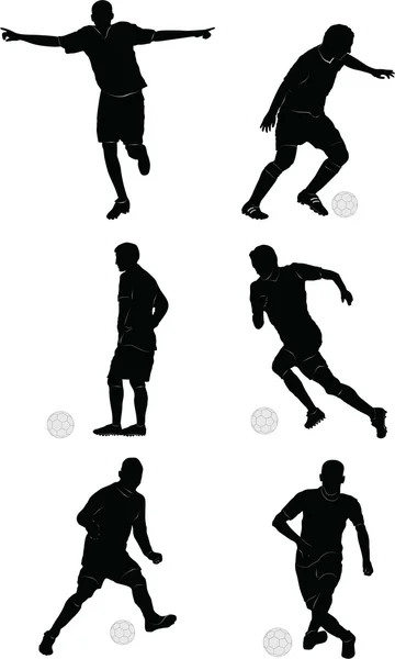 Ensemble de silhouette de joueur de football — Image vectorielle