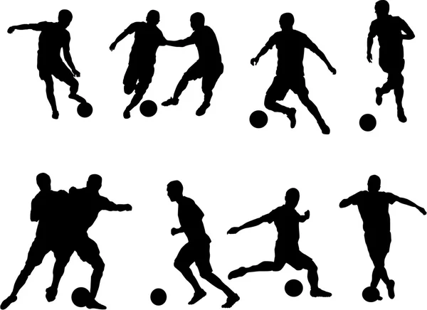 Σύνολο της σιλουέτας παίκτης ποδοσφαίρου — Διανυσματικό Αρχείο