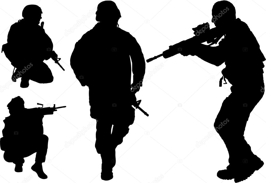 Set of soldiers silhouette