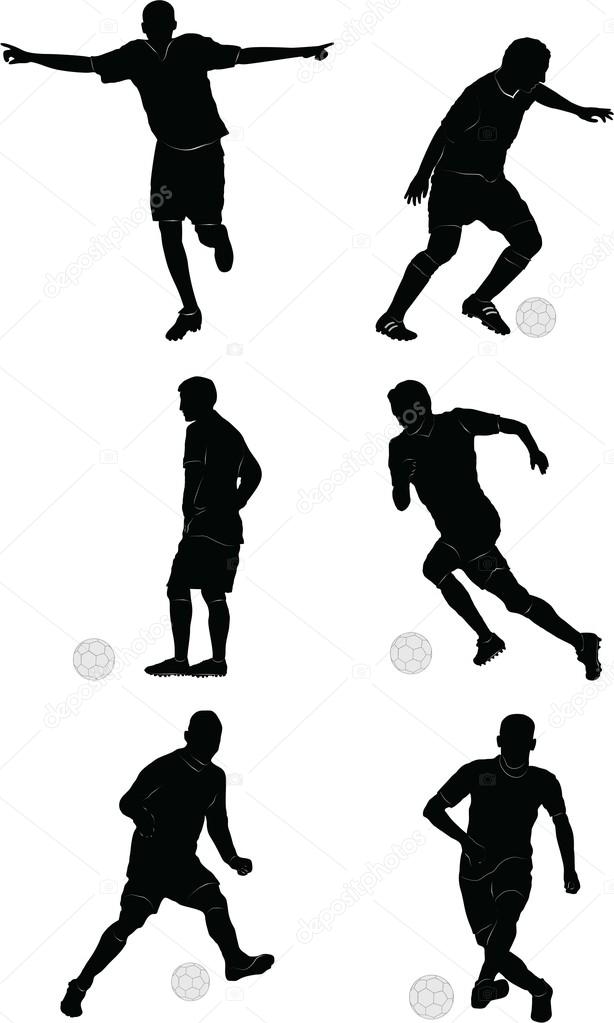 Set of soccer player silhouette