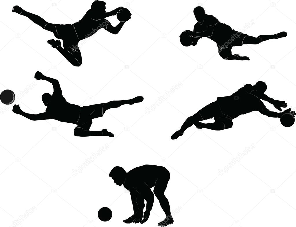 The set of soccer goalkeeper silhouette
