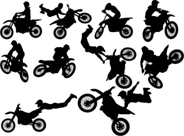 Motorcu siluetleri kümesi