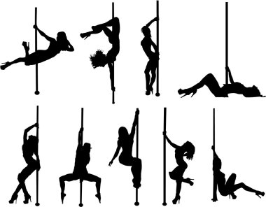 Havuzu dansçı siluet kümesi