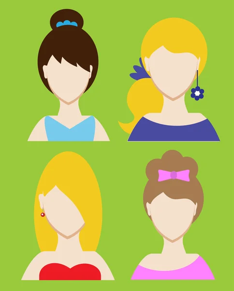 Conjunto de avatar femenino o pictograma para redes sociales. Moderno estilo plano colorido. Vector — Vector de stock