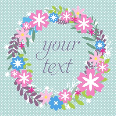 Colorful Floral Greeting card. International Happy Mothers Day with Bunch of Spring Flowers. Womens Day. Holiday background. Beautiful bouquet. Trendy Design Template. Vector