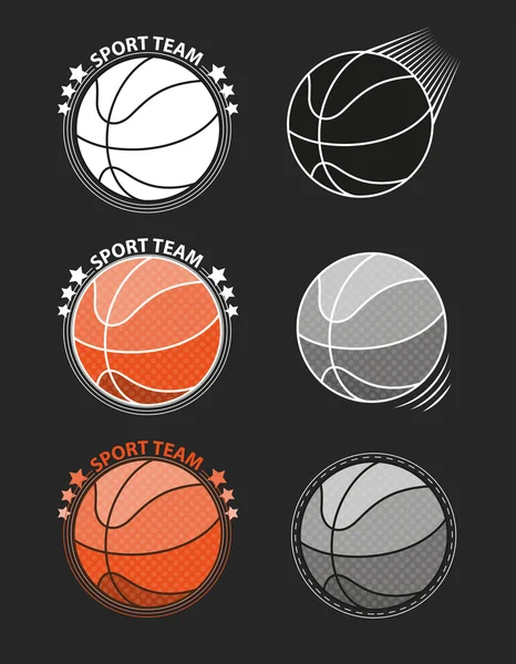 Juego de pelotas de baloncesto sobre fondo gris. Vector — Vector de stock