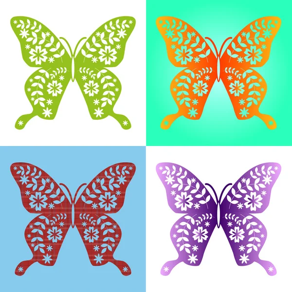 春の蝶の色の組成。簡単な操作とカスタムカラーリングのためのイラストレイル。ベクトル — ストックベクタ