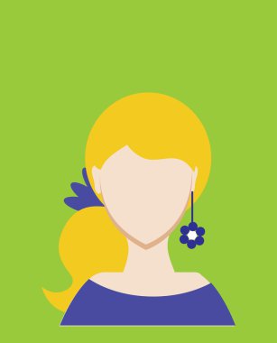 Kadın avatar veya sosyal ağlar için sembol. Modern düz renkli stil. Vektör