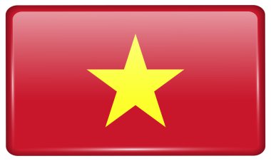 Yansımaları ışık ile buzdolabı üzerinde bir mıknatıs şeklinde Bayraklar Vietnam. Vektör