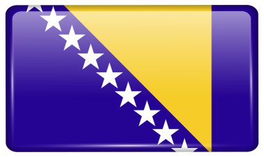 Yansımaları ışık ile buzdolabı üzerinde bir mıknatıs şeklinde Bayraklar Bosna-Hersek. Vektör