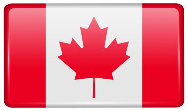 Yansımaları ışık ile buzdolabı üzerinde bir mıknatıs şeklinde Bayraklar Kanada. Vektör