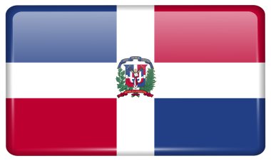 Yansımaları ışık ile buzdolabı üzerinde bir mıknatıs şeklinde Bayraklar Dominik Cumhuriyeti. Vektör