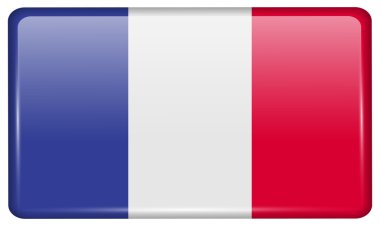 Yansımaları ışık ile buzdolabı üzerinde bir mıknatıs şeklinde Bayraklar Frence. Vektör