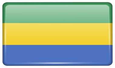 Yansımaları ışık ile buzdolabı üzerinde bir mıknatıs şeklinde Bayraklar Gabon. Vektör