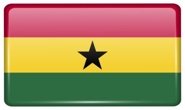 Yansımaları ışık ile buzdolabı üzerinde bir mıknatıs şeklinde Bayraklar Gana. Vektör