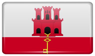 Yansımaları ışık ile buzdolabı üzerinde bir mıknatıs şeklinde Bayraklar Cebelitarık. Vektör