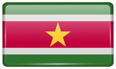 Yansımaları ışık ile buzdolabı üzerinde bir mıknatıs şeklinde Bayraklar Suridame. Vektör