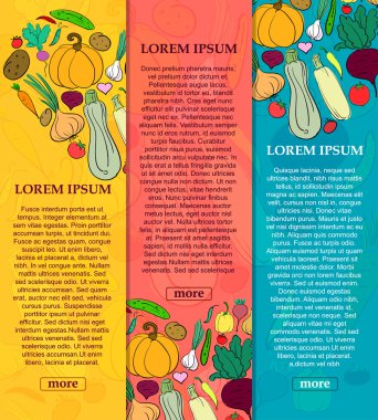 Metin için yer ile sebze ile afiş ayarlayın. Elle çizilmiş. Vektör