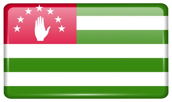 Banderas Abjasia en forma de un imán en el refrigerador con reflejos de luz. Vector — Vector de stock