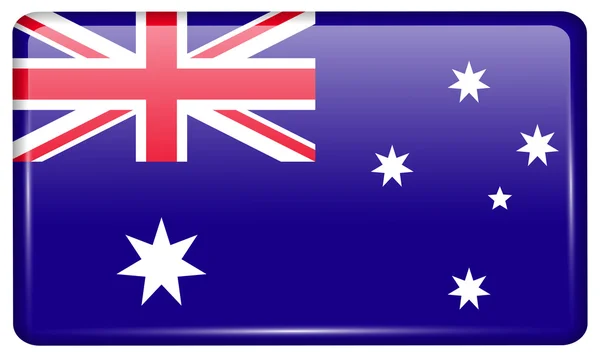 Bandiere Australia sotto forma di un magnete su frigorifero con riflessi luminosi. Vettore — Vettoriale Stock