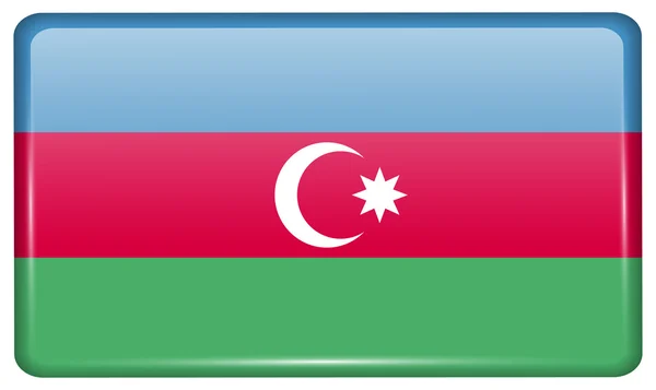 Banderas Azerbaiyán en forma de un imán en el refrigerador con reflejos de luz. Vector — Vector de stock