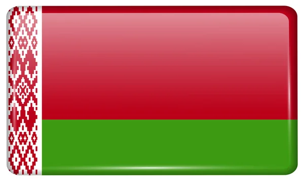 Banderas Bielorrusia en forma de un imán en el refrigerador con reflejos de luz. Vector — Vector de stock