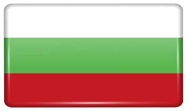 Banderas Bulgaria en forma de un imán en el refrigerador con reflejos de luz. Vector — Vector de stock