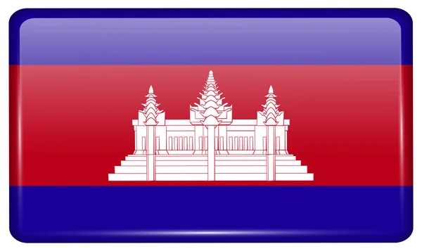 反射光と冷蔵庫に磁石の形でカンボジアをフラグ。ベクトル — ストックベクタ