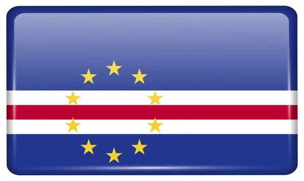Banderas Cabo Verde en forma de imán en nevera con reflejos de luz. Vector — Archivo Imágenes Vectoriales