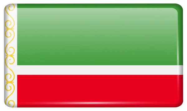 Прапори Чеченської Республіки у вигляді магніту на холодильнику з відображенням світла. Векторний — стоковий вектор