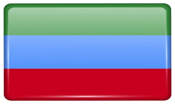 Banderas Daguestán en forma de un imán en el refrigerador con reflejos de luz. Vector — Archivo Imágenes Vectoriales