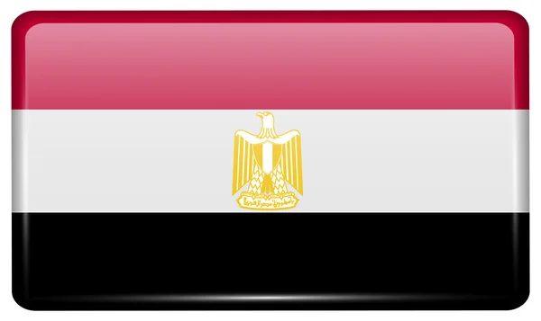 Banderas Egipto en forma de un imán en el refrigerador con reflejos de luz. Vector — Vector de stock
