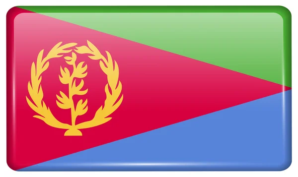 Banderas Eritrea en forma de un imán en el refrigerador con reflejos de luz. Vector — Vector de stock
