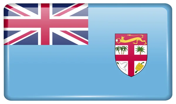 Bandiere Fiji sotto forma di un magnete su frigorifero con riflessi di luce. Vettore — Vettoriale Stock