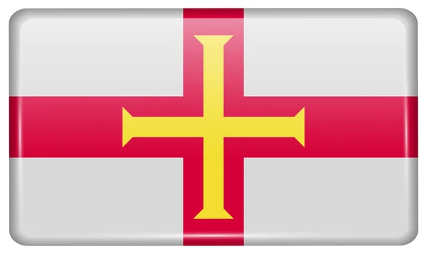 Flagi Guernsey w postaci magnesu na lodówce z refleksami światła. Wektor — Wektor stockowy
