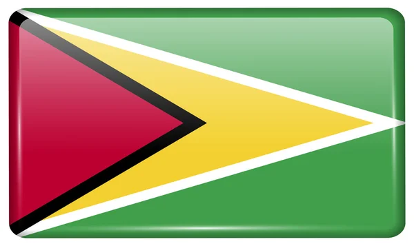 Flags Guyana in the form of a magnet on refrigerator with reflections light. Vector — Stock Vector
