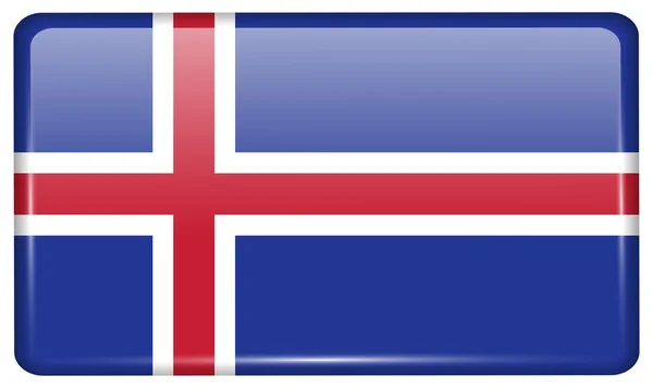 Flags Iceland in the form of a magnet on refrigerator with reflections light. Vector — Stock Vector
