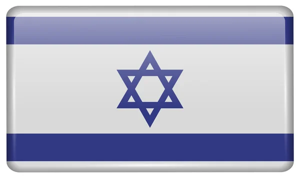 Banderas Israel en forma de un imán en el refrigerador con reflejos de luz. Vector — Vector de stock