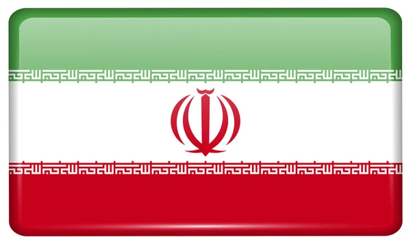 Banderas Irán en forma de un imán en el refrigerador con reflejos de luz. Vector — Vector de stock