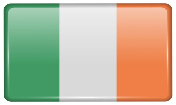 Bandeiras Irlanda na forma de um ímã na geladeira com reflexos de luz. Vetor — Vetor de Stock