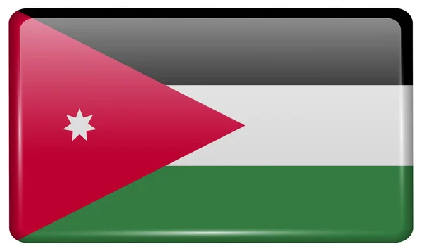 Banderas Jordania en forma de un imán en el refrigerador con reflejos de luz. Vector — Vector de stock