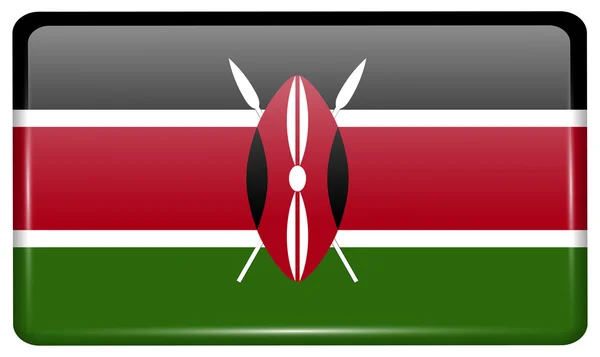 Flags Kenya in the form of a magnet on refrigerator with reflections light. Vector — Stock Vector