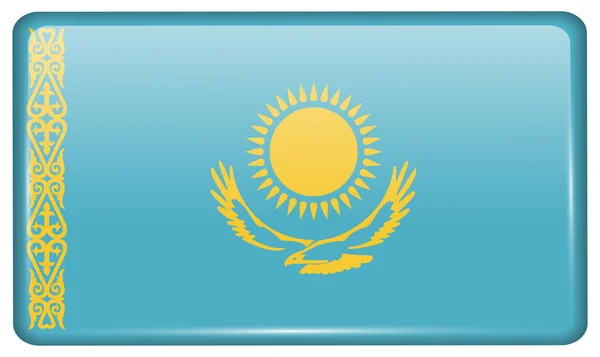 Drapeaux Kazakhstan sous la forme d'un aimant sur le réfrigérateur avec des reflets lumineux. Vecteur — Image vectorielle