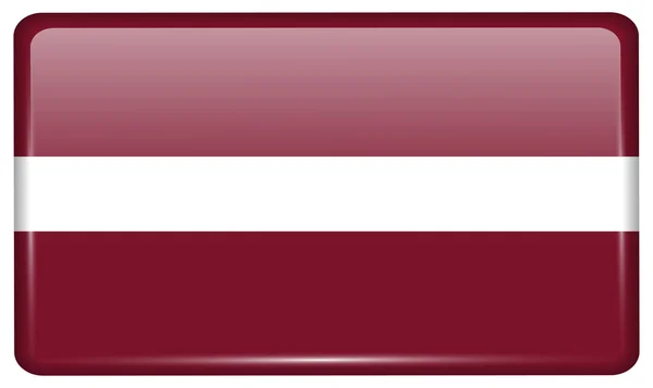 Banderas Letonia en forma de imán en nevera con reflejos de luz. Vector — Archivo Imágenes Vectoriales